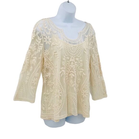 Adiva Embroidered Mesh Lace Top with Cami Sz. L NWT Fairycore - Picture 2 of 11